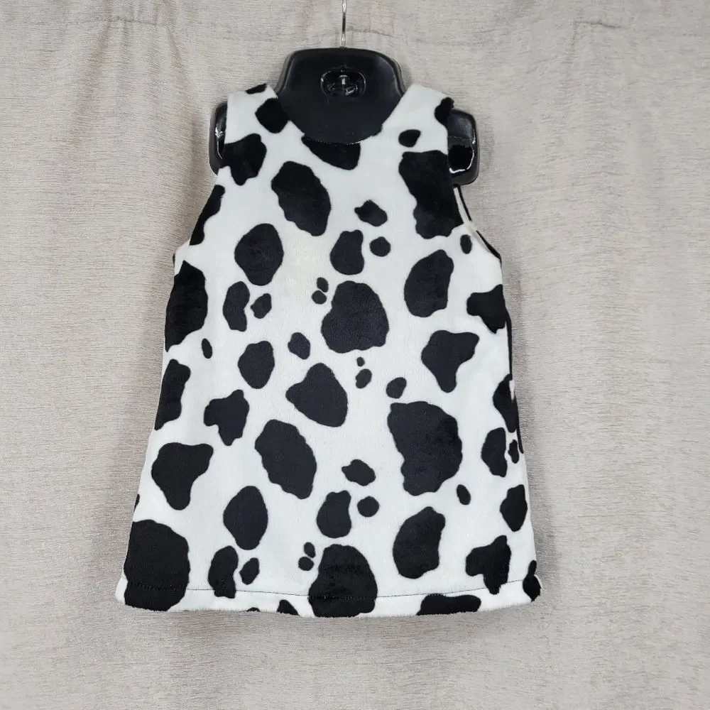 The Children's Place Black and White Girls Cow Print Shift Dress Y2K